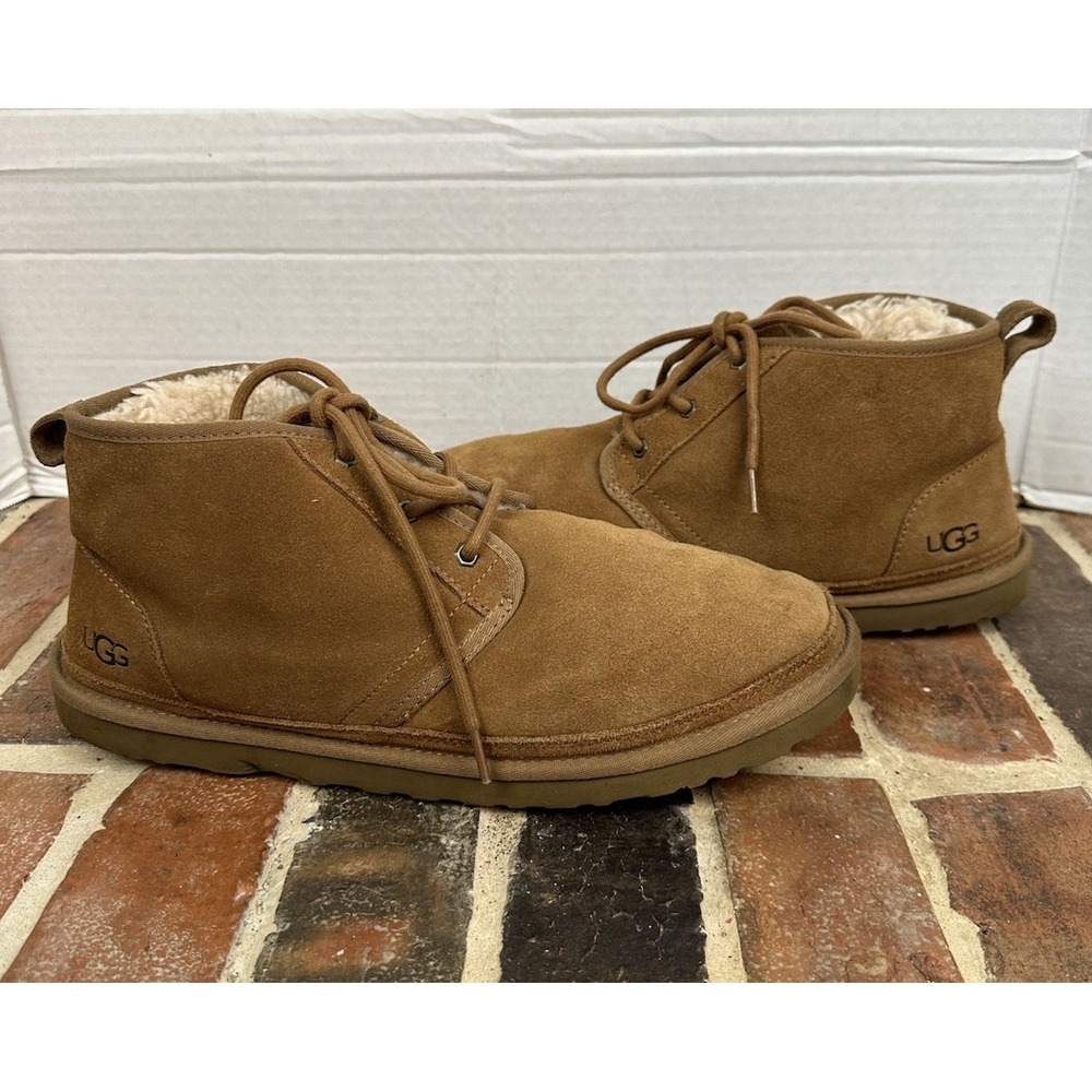 UGG Brown Suede Chukka Boots Shearling Lace Up Ankle Comfort Warm Men's 13